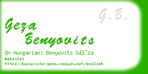 geza benyovits business card